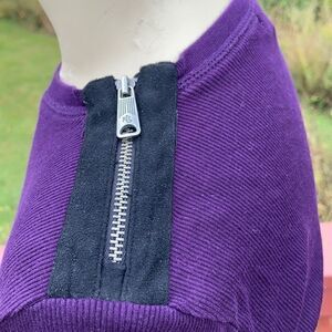 Upcycled Shoulder Zipper top wEmbroidery.